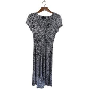 Connected Apparel Black White Short Ruching Cap Sleeves Women’s Size 12